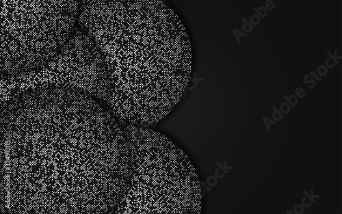 Abstract black circle shapes background a combination wit dots silver glitters element. Vector design template for use element cover, banner, poster, card