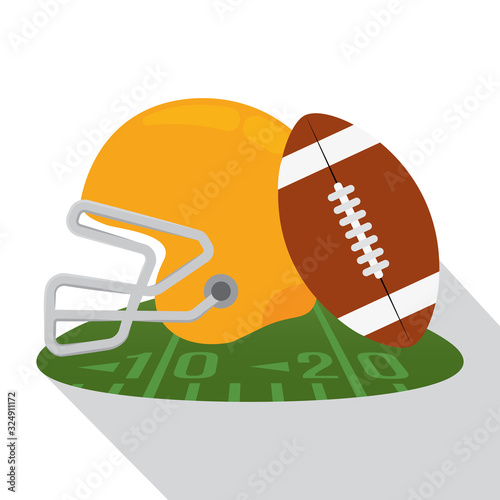 Helmet and american football ball