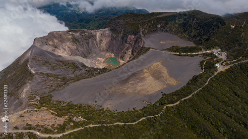 Beautiful aerial view of the Irazu Volcano in Costa Rica 