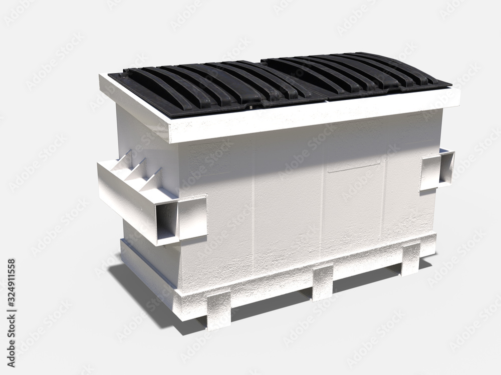White dumpster with closed lids (3d Render) White dumpster with closed lids (3d Render)