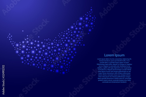 United Arab Emirates UAE map from blue and glowing space stars abstract concept geometric shape. Vector illustration.