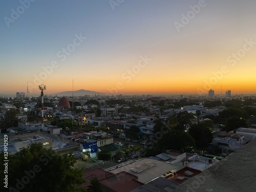 view of city at sunset