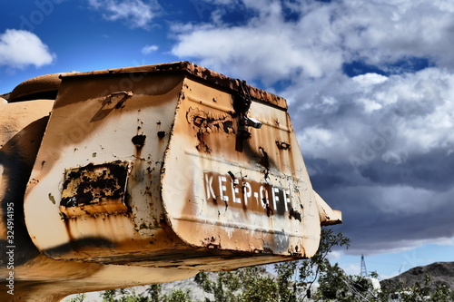 old tank in desert
