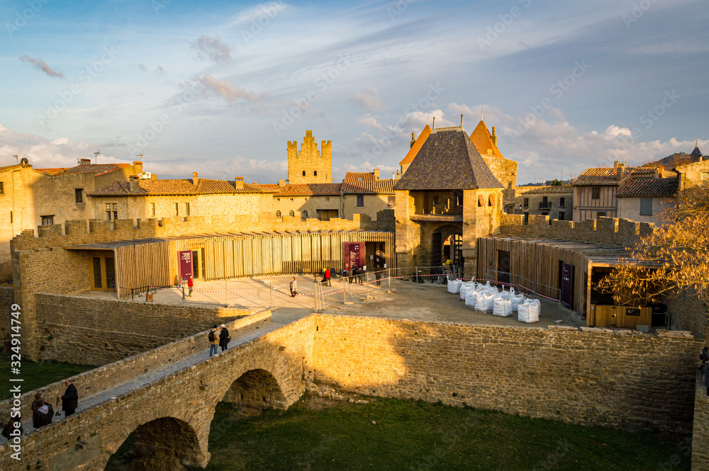 Fototapeta premium Fortified medieval city of Carcassonne in France.