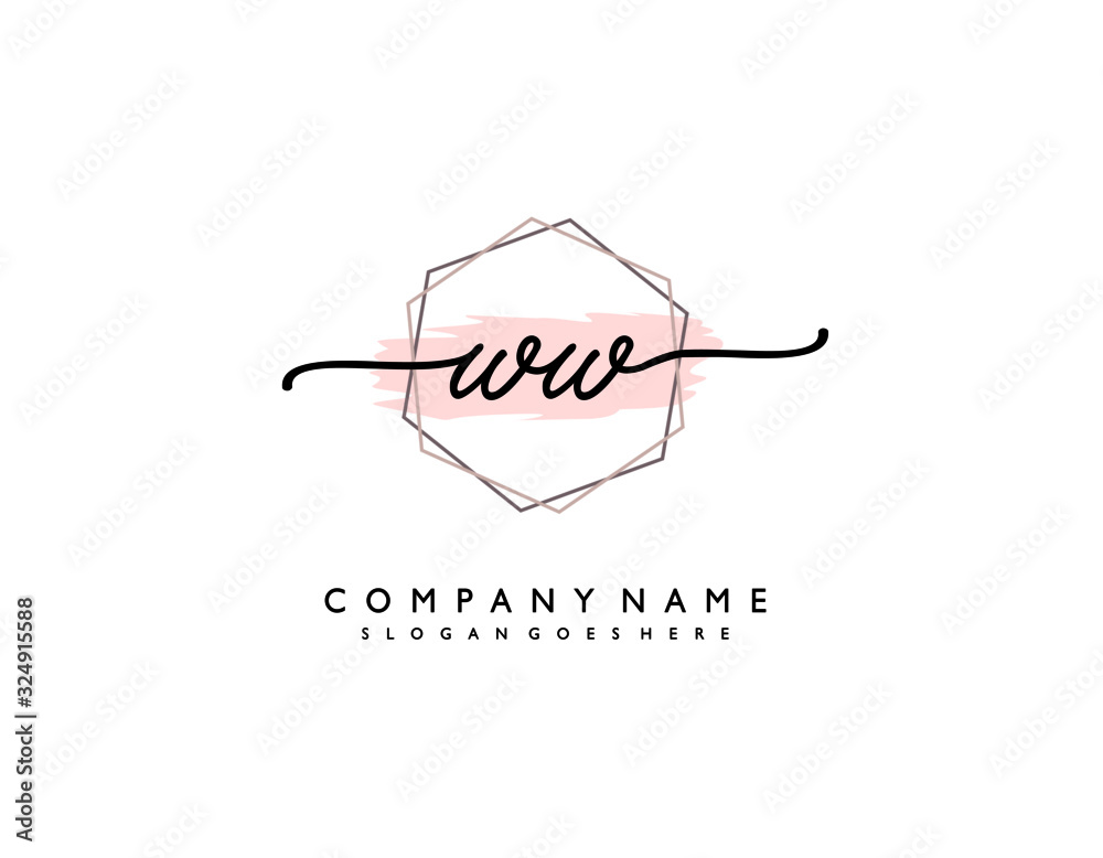 letter WW minimalist feminine handwriting logo. vector design of ...