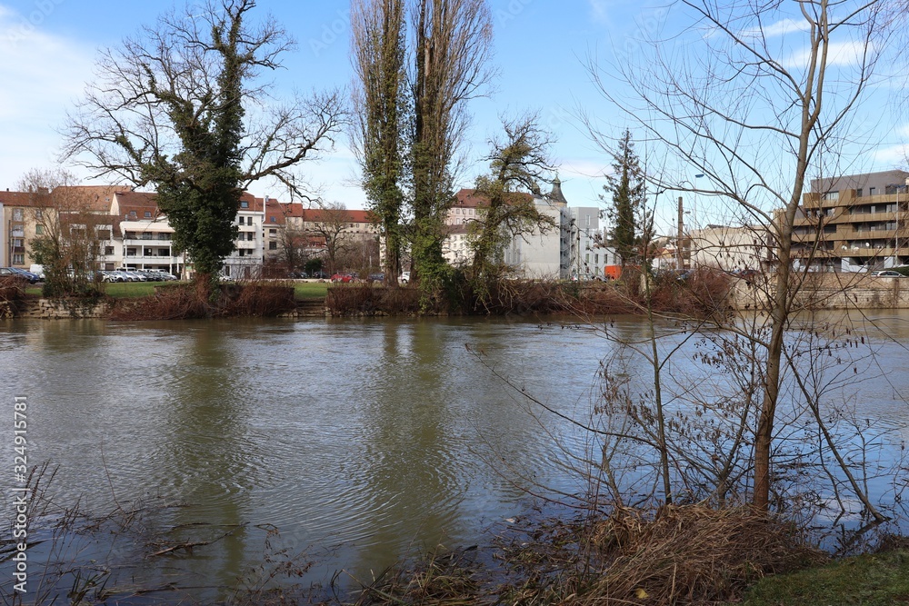 La rivière l'Allan dans la ville de Montbéliard - ville de Montbéliard - Département du Doubs - Région Franche Comté - France