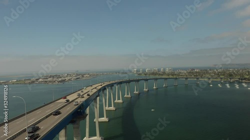 Wallpaper Mural Cars drive over Coronado Bridge in San Diego Bay, wide aerial Torontodigital.ca