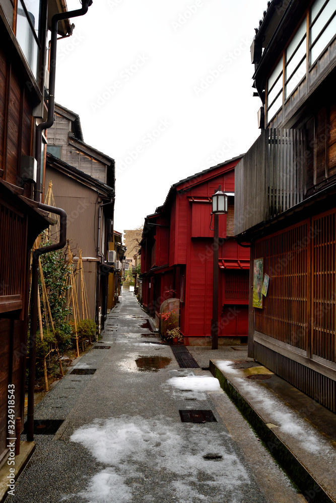 View of a classic japanese alley in Kanazawa