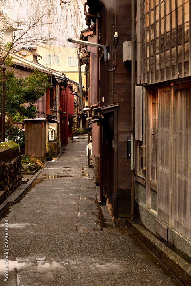 View of a classic japanese alley in Kanazawa View of a classic japanese alley in Kanazawa