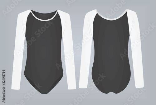White and grey practice bodysuit. vector illustration