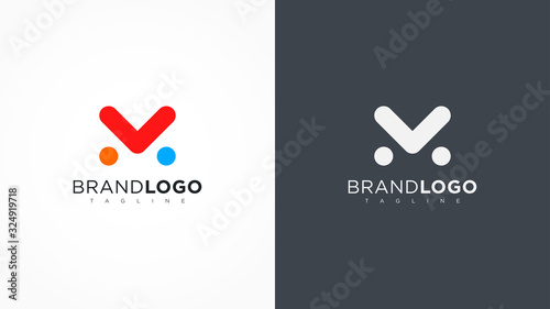Abstract Letter M Logo Rounded Line with Dots. Flat Vector Logo Design Template Element. photo