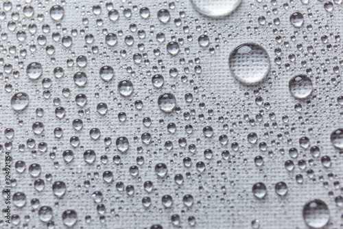 Water rain drops or water drops on white background. Many water drops  on canvas