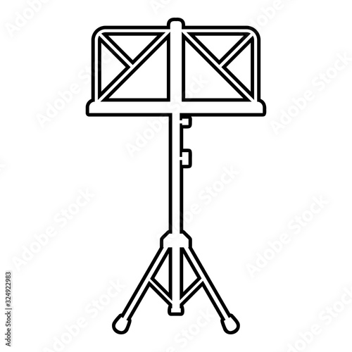 Music stand Easel tripod icon outline black color vector illustration flat style image
