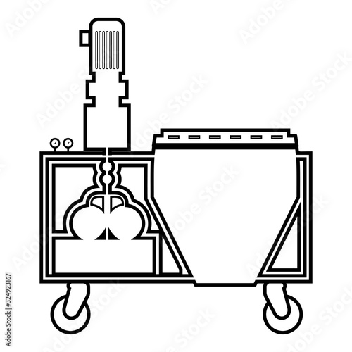 Plaster station Wall decoration machine Solution mixing icon outline black color vector illustration flat style image