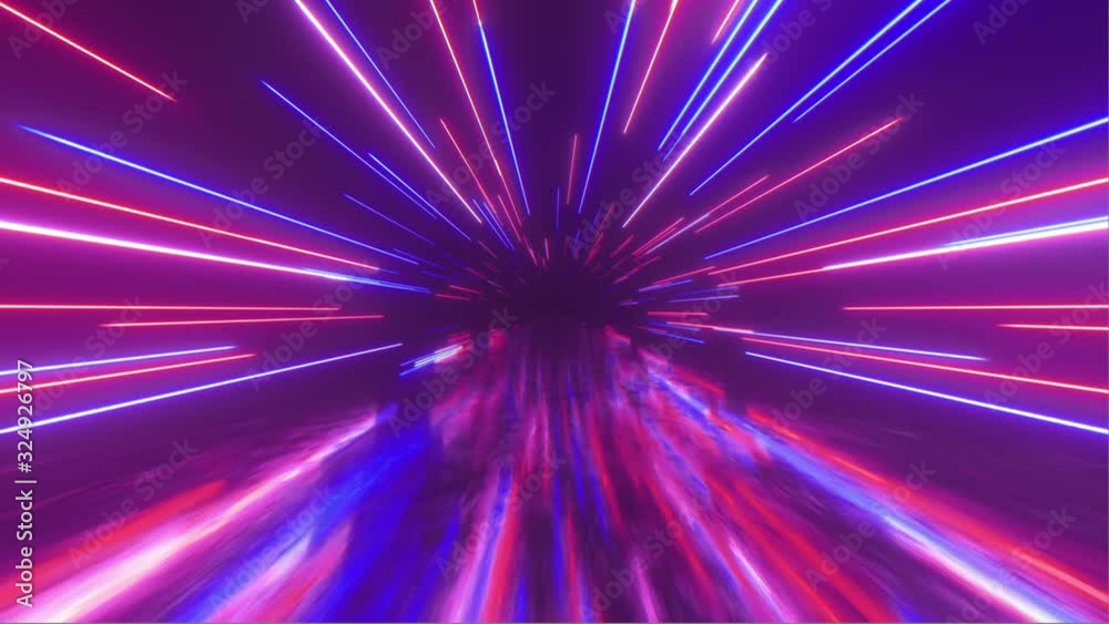 custom made wallpaper toronto digitalFlying in space with luminous neon lines. Hyperspace. Modern ultraviolet spectrum of light. Blue purple color. Seamless loop 3d render