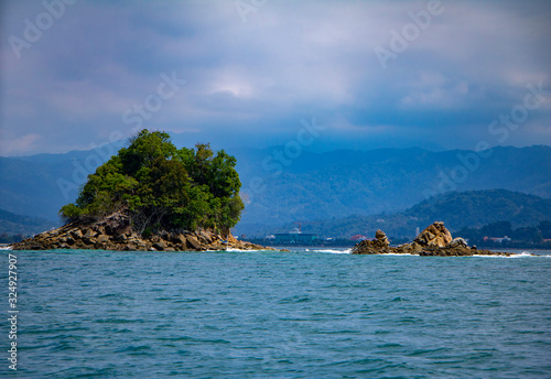 Gaya Island. Beautiful coastline in Kota Kinabalu, Borneo Island. vacation holiday concept background wallpaper. Tropical beach © Sabina