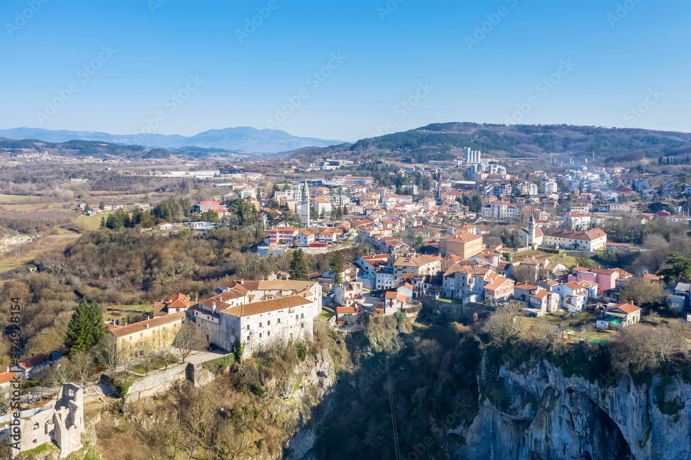 An aerial view of city of Pazin, Istria, Croatia