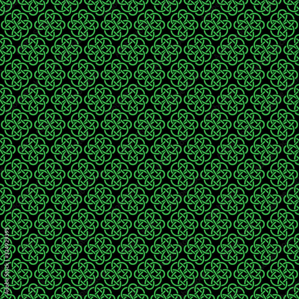 seamless black green celtic vector background pattern