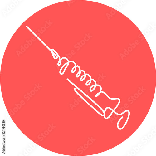 medical syringe, hypodermic needle, Inject needle concept of vaccination, injection icon. Trendy flat style. vector illustration. Drug dose business concept. Symbol web site design, logo, app, UI.