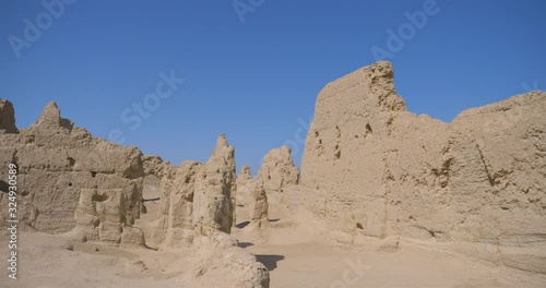 Landscape view of the Ruins of Jiaohe in Xinjiang Province China.