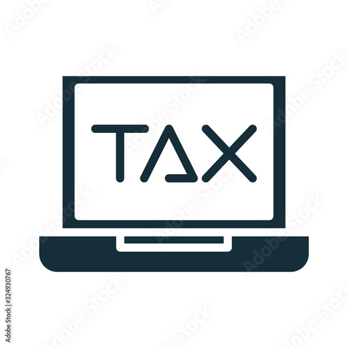 laptop with tax obligation ebusiness silhouette style