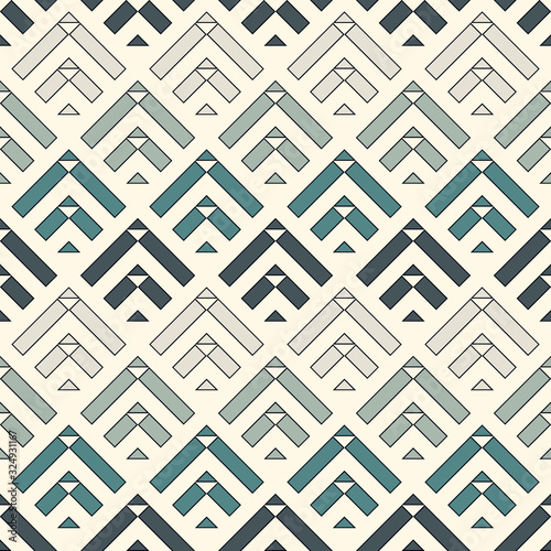 Arrows, scales seamless pattern. Ethnic, tribal print. Squama, chevrons ornament. Repeated arrowhead, triangular shapes