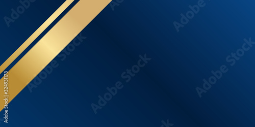 Modern geometric luxury card template for business or presentation with golden sloping lines on a dark blue background.