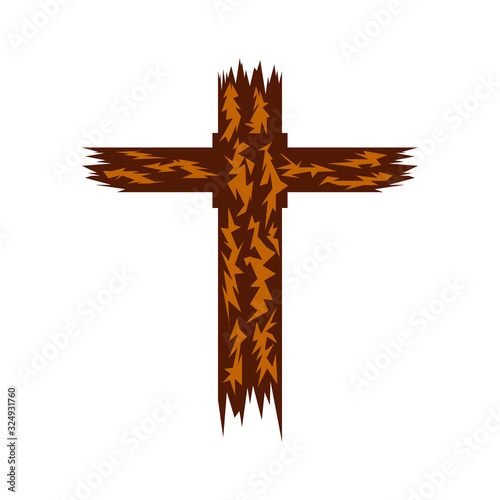 Hand drawn christian cross sign. Brush painted brown icons.Jesus Christ.Vector illustration.