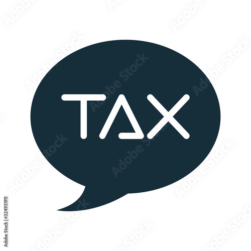 speech bubble with tax word silhouette style