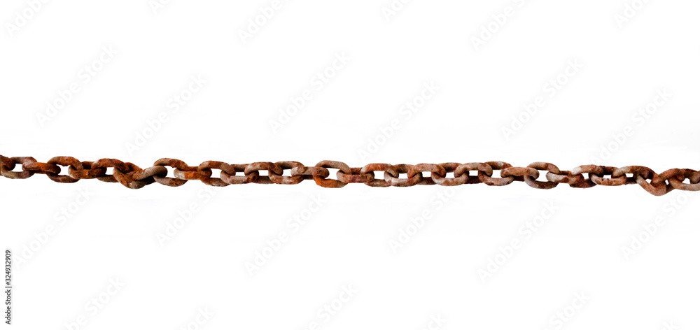 Large old rusty chain on white background, copy space Large old rusty chain on white background, copy space