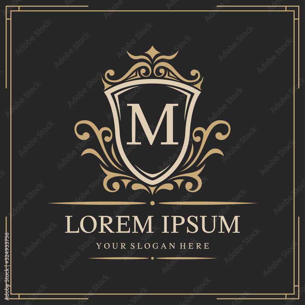 Luxury logo template, letter M logo design, vector illustration Luxury logo template, letter M logo design, vector illustration