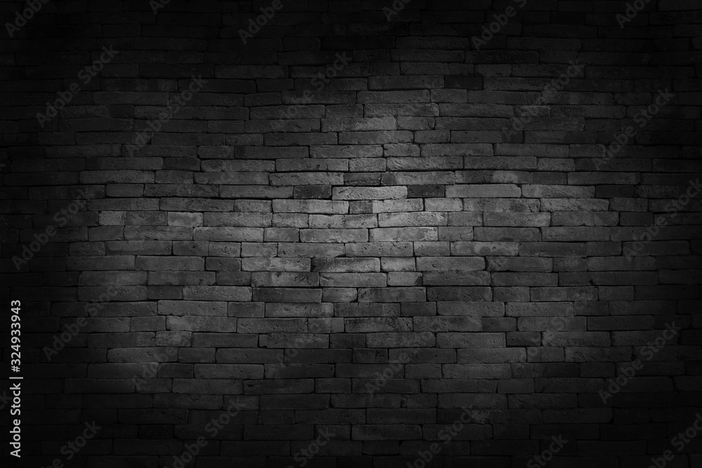 Black brick walls that are not plastered background and texture. The texture of the brick is black. Background of empty brick basement wall.