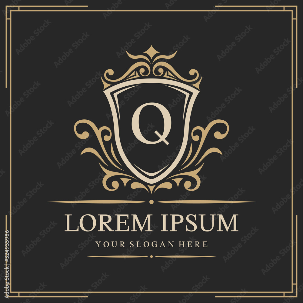 Fototapeta premium Luxury logo template, letter Q logo design, vector illustration