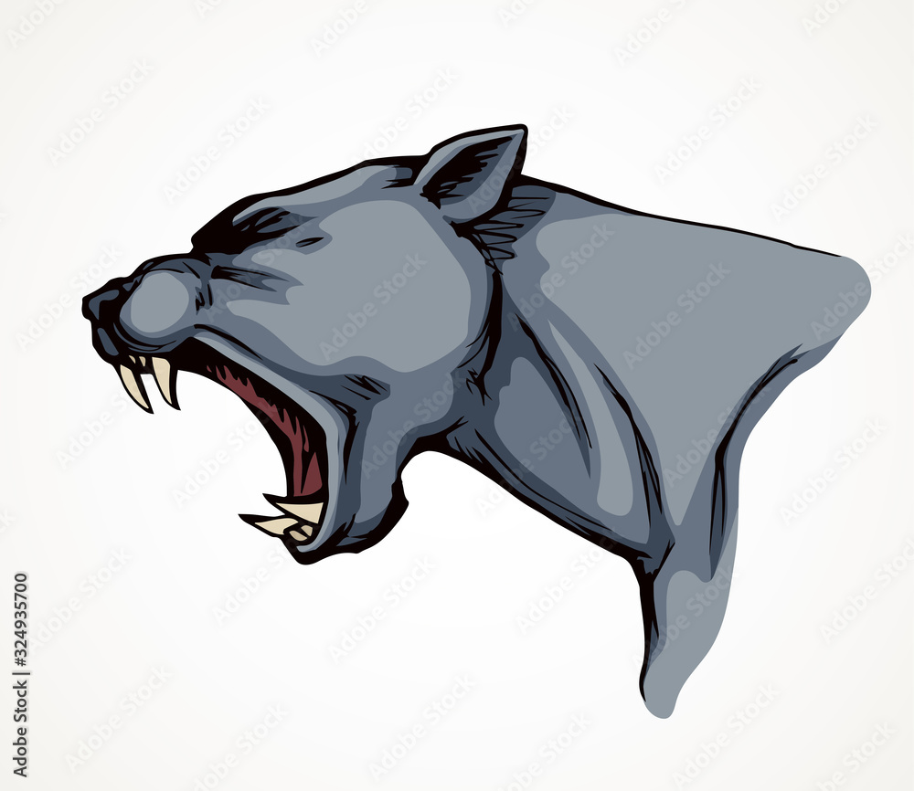 Fototapeta premium Open mouth. Grin. Vector drawing