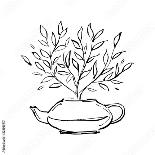 Tea pot and tea tree