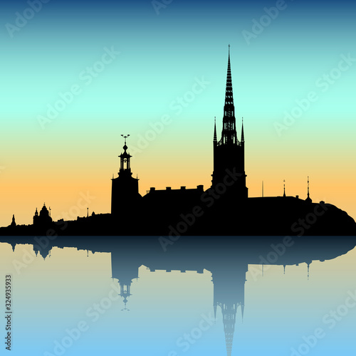 Canvas Print Stockholm skyline illustration