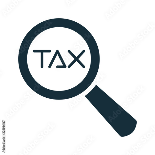 tax obligation with magnifying glass silhouette style