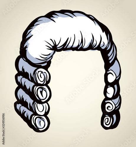 Vintage french wig. Vector drawing
