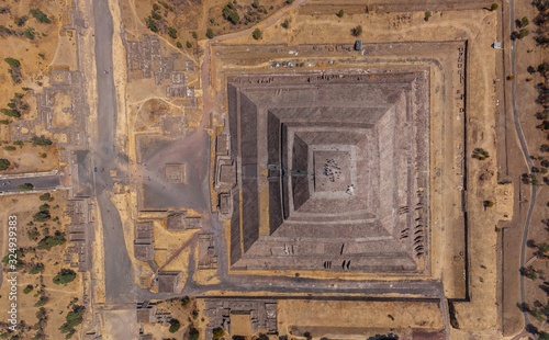 Aerial view of the Pyramid of the Sun, Teotihuacan, Mexico