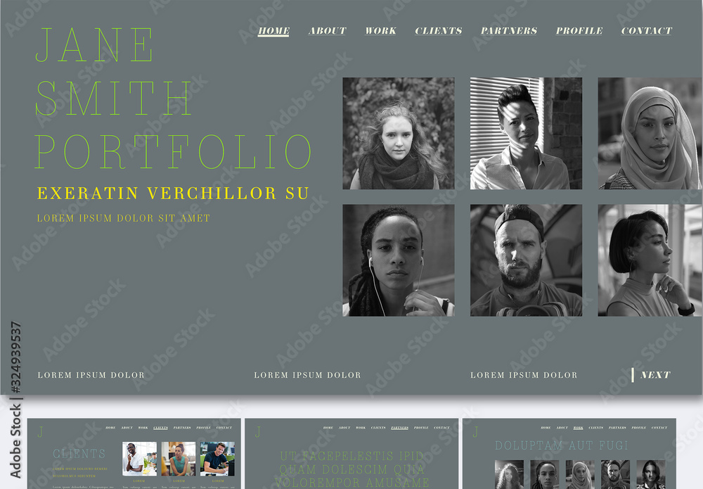 Blue-Gray Pitch Deck with Green Accents Stock Template | Adobe Stock