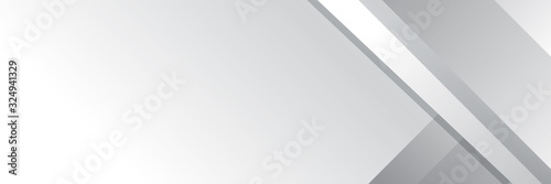  Technology banner design with white and grey arrows. Abstract geometric vector background for wide banner.