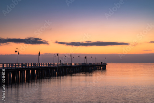 Sunrise at the pier in Or  owo in Gdynia