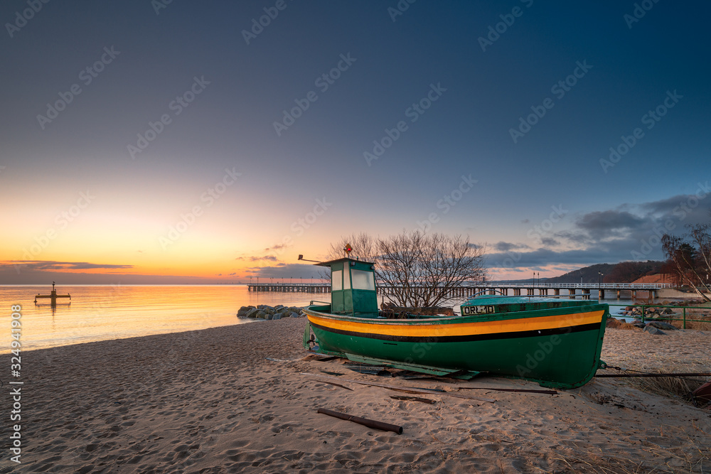 Sunrise at the pier in Orłowo in Gdynia Sunrise at the pier in Orłowo in Gdynia