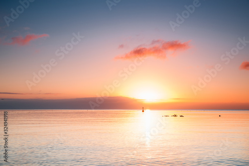 Sunrise at the pier in Orłowo in Gdynia