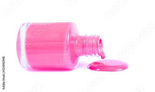 dripping nail polish or lacquer for makeup. isolated on white