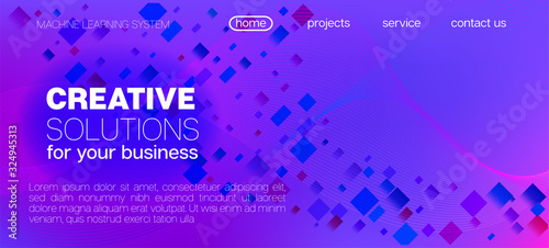 Falling Particles Distressed Purple Vector. Data Analytics Cool Banner. 