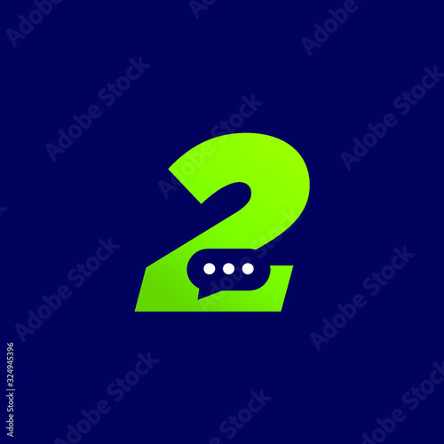 Initial Number 2 Chat Logo Design