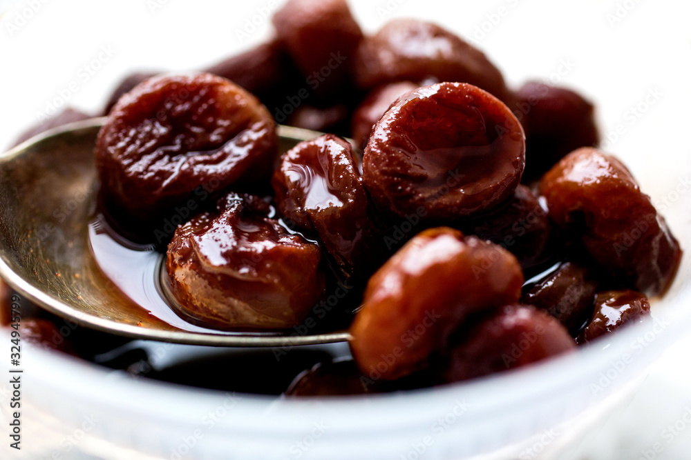 Close up view of roasted grapes Close up view of roasted grapes