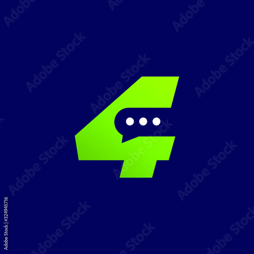 Initial Number 4 Chat Logo Design