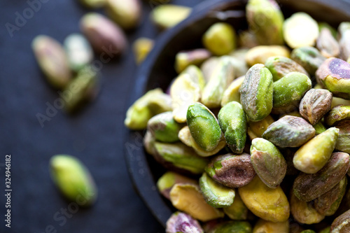 Close up view of pistachios